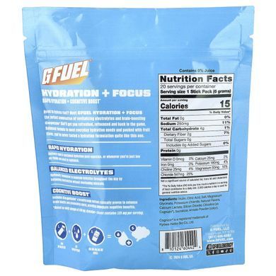 G FUEL, Hydration + Focus, суміш для приготування електролітів із напоєм Cognizin&reg;, апельсиновий оазис, 20 упаковок-стіків по 6 г (0,21 унції)