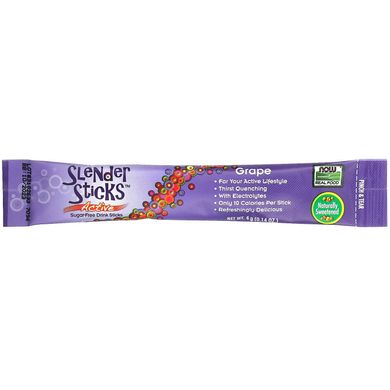 Растворимые пакетики без сахара с виноградным вкусом Now Foods (Slender Sticks Active) 12 пакетов 4 г купить в Киеве и Украине