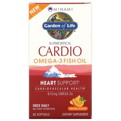Риб'ячий жир, кардіо Омега-3, з ароматом апельсина, Minami Nutrition, 60 м'яких таблеток