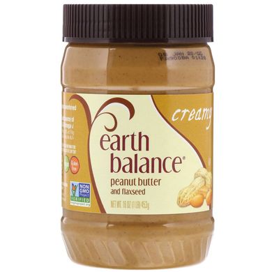 Натуральна арахісова олія з лляним насінням, густа, Earth Balance, 16 унцій (453 г)