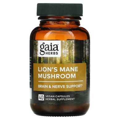 Gaia Herbs, гриб левова грива, 40 веганських капсул