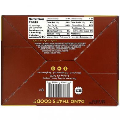 Keto bar, chocolate and sea salt, Dang Foods LLC, 12 bars, 1.4 ounces (40 g) each.