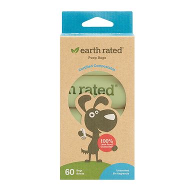 Compostable Dog Bags, Unscented, Earth Rated, 60 сумок, 4 Refill Rolls купить в Киеве и Украине