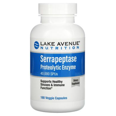 Серрапептаза Lake Avenue Nutrition (Serrapeptase Proteolytic Enzyme) 40 000 SPU 180 капсул