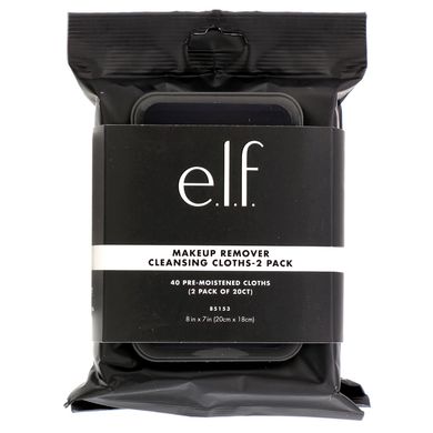 Очищаючі серветки для зняття макіяжу, ELF Cosmetics, 2 упаковки по 20 карат, 40 попередньо зволожених серветок