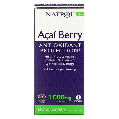 Асаї Natrol (AcaiBerry) 1000 мг 75 капсул