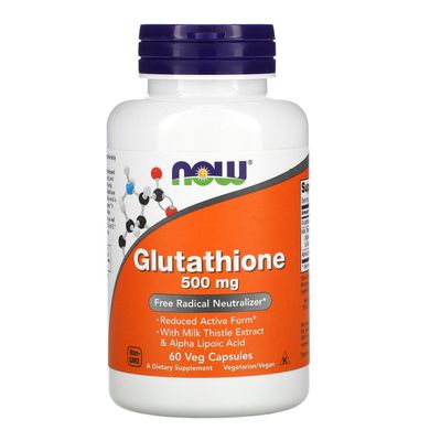 Глутатіон Now Foods (Glutathione) 500 мг 60 рослинних капсул