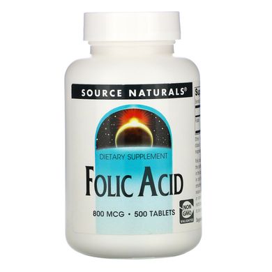 Фолиевая кислота Source Naturals (Folic Acid) 800 мкг 500 таблеток купить в Киеве и Украине