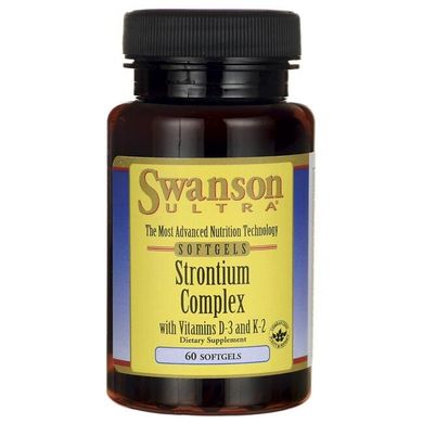 Комплекс стронцію з вітамінами D-3 і K-2, Strontium Complex with Vitamins D-3,K-2, Swanson, 60 капсул