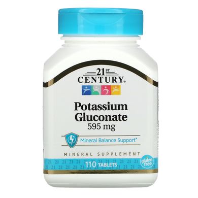 Глюконат калію 21st Century (Potassium Gluconate) 595 мг 110 таблеток