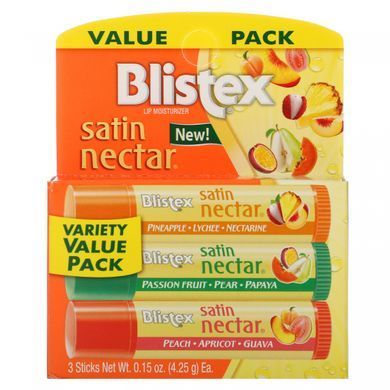 Зволожуючий крем для губ, Satin Nectar Lip Moisturizer, Variety Pack, Blistex, 3 упаковки по 0,15 унції (4,25 г) кожна