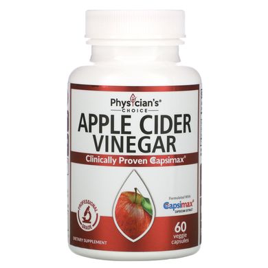Яблучний оцет, Apple Cider Vinegar, Physician's Choice, 60 вегетаріанських капсул