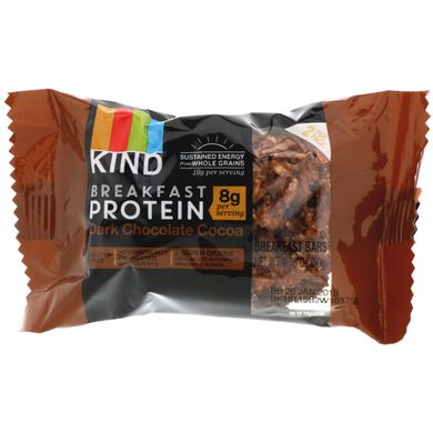 Протеїн для сніданку, темний шоколад, какао, KIND Bars, 8 упаковок по 2 батончика, по 1,76 унції (50 г) кожен