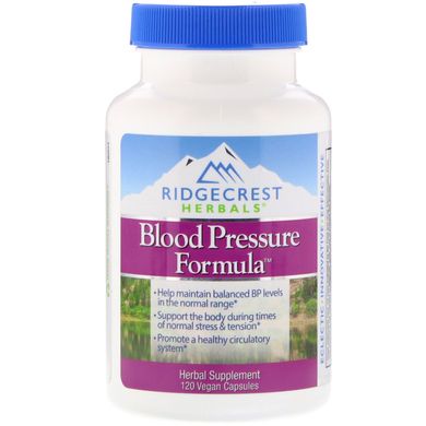 Вітаміни для нормалізації кров'яного тиску RidgeCrest Herbals (Blood Pressure) 120 вегетаріанських капсул
