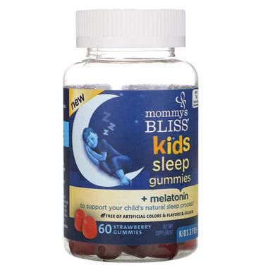 Жувальні таблетки для сну з мелатоніном, для дітей від 3 років, полуничний смак, Mommy's Bliss, 60 жувальних таблеток