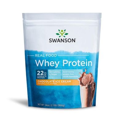 Сироватковий протеїн - зі смаком шоколадного морозива, Real Food Whey Protein - Chocolate Ice Cream Flavor, Swanson, 966 г