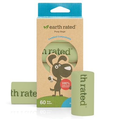 Compostable Dog Bags, Unscented, Earth Rated, 60 сумок, 4 Refill Rolls купить в Киеве и Украине