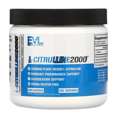 L-цитрулін 2000, EVLution Nutrition, 7,1 унції (200 г)
