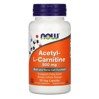 Ацетил-Л-карнитин Now Foods (Acetyl-L-Carnitine) 500 мг 50 капсул купить в Киеве и Украине