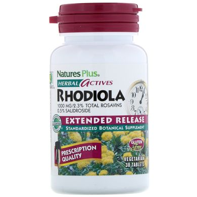 Родіола рожева тривалого вивільнення Nature's Plus (Herbal Actives Rhodiola) 1000 мг 30 таблеток