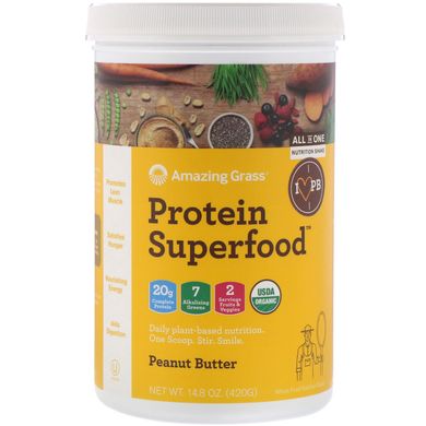 Protein Superfood, порошок арахисовой пасты, Amazing Grass, 420 г купить в Киеве и Украине