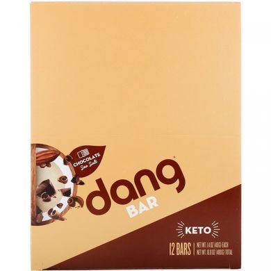 Keto bar, chocolate and sea salt, Dang Foods LLC, 12 bars, 1.4 ounces (40 g) each.