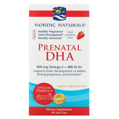 Риб'ячий жир для вагітних полуниця Nordic Naturals (Prenatal DHA) 500 мг 90 капсул