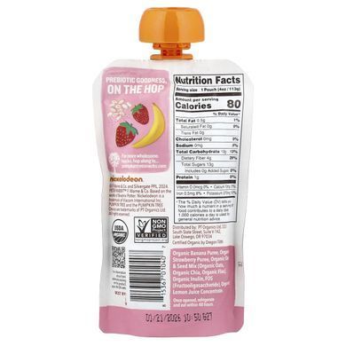 Pumpkin Tree Organics, Peter Rabbit&trade; Organics, Organic Fruit Puree, Super Oats & Seeds, Banana & Strawberry, 4 oz (113 g)