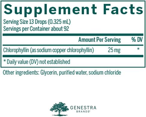Рідкий хлорофіл, Chlorophyll, Genestra Brands, 25 мг, 30 мл