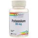 Калий, Potassium, Solaray, 99 мг, 200 вегетарианских капсул фото
