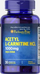 Ацетил L-карнитин, Acetyl L-Carnitine, Puritan's Pride, 1000 мг, 30 капсул купить в Киеве и Украине