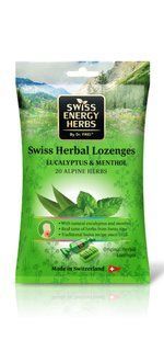 Леденцы от простуды, Herbal Lozenges Bag 20 herbs + Eucalyptus and Menthol, Swiss Energy, от кашля, боли в горле и заложенности носа, 20 альпийских трав, ментол и эвкалипт, 12 травяных леденцов (55 г) купить в Киеве и Украине