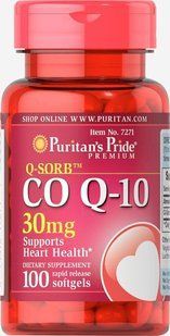 Коэнзим Q-10 Q-SORB &trade;, Q-SORB&trade; Co Q-10, Puritan's Pride, 30 мг, 100 капсул купить в Киеве и Украине