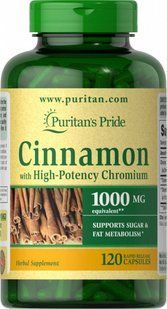 Коричный комплекс с высоким потенциалом хрома, Cinnamon Complex with High Potency Chromium, Puritan's Pride, 1000 мг, 120 капсул купить в Киеве и Украине