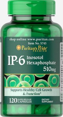 Захист імунітету ІП-6 Інозітол гексафосфат, IP-6 Inositol Hexaphosphate, Puritan's Pride, 510 мг, 120 капсул