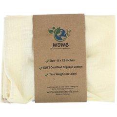 Сертифікована сумка муслінова з органічної бавовни Wowe (Certified Organic Cotton Muslin Bag) 1 сумка 20 см х 30,5 см