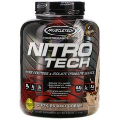 Сироватковий ізолят для нарощування сухої м'язової маси Muscletech (Nitro Tech Whey Isolate Lean Muscle Builder) 1.8 кг зі смаком печива і крему