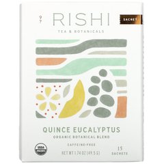 Rishi Tea, Органічна ботанічна суміш, айва та евкаліпт, без кофеїну, 15 пакетиків, 1,74 унції (49,5 г)