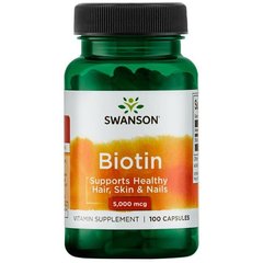 Біотин, Biotin, Swanson, 5,000 мкг 100 капсул