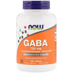ГАМК гамма-аміномасляна кислота Now Foods (GABA) 750 мг 120 таблеток