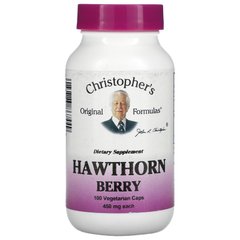 Ягоды боярышника Christopher's Original Formulas (Hawthorn Berry) 450 мг 100 капсул купить в Киеве и Украине
