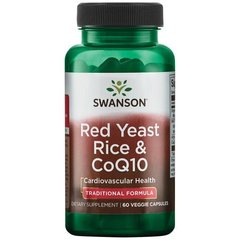Червоний дріжджовий рис і CoQ10 - традиційна формула, Red Yeast Rice,CoQ10 - Traditional Formula, Swanson, 60 капсул