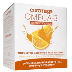 Омега-3 Coromega (Omega-3) 650 мг 30 пакетиков со вкусом апельсина купить в Киеве и Украине