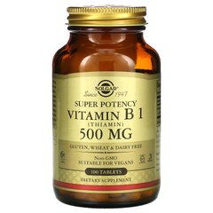 Витамин B1 (тиамин) Solgar (Vitamin B1) 500 мг 100 таблеток купить в Киеве и Украине