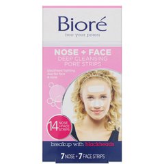 Комплект смужок для глибокого очищення пір, для носа і особи, Biore, 14 смужок