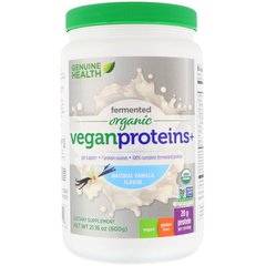 Ферментований органічний вегетаріанський протеїн з натуральним ванільним смаком, Genuine Health Corporation, 600 г