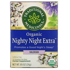 Органічний чай для пиття перед сном Nighty Night, валеріана, Traditional Medicinals, 16 окремих пакетика, 24 г