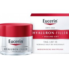 Денний крем для відновлення контуру обличчя, Hyaluron Filler Volume Lift Day Cream SPF15, Eucerin, 50 мл