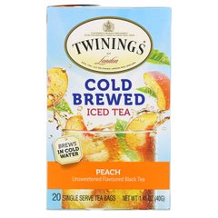 Чай чорний з персиком холодну заварювання Twinings (Black Tea) 20 пак. 40 р