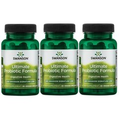 Максимальний пробіотик Формула 3-Пак, Ultimate Probiotic Formula 3-Pack, Swanson, 665 мільярд КУО 3, 30 капсул